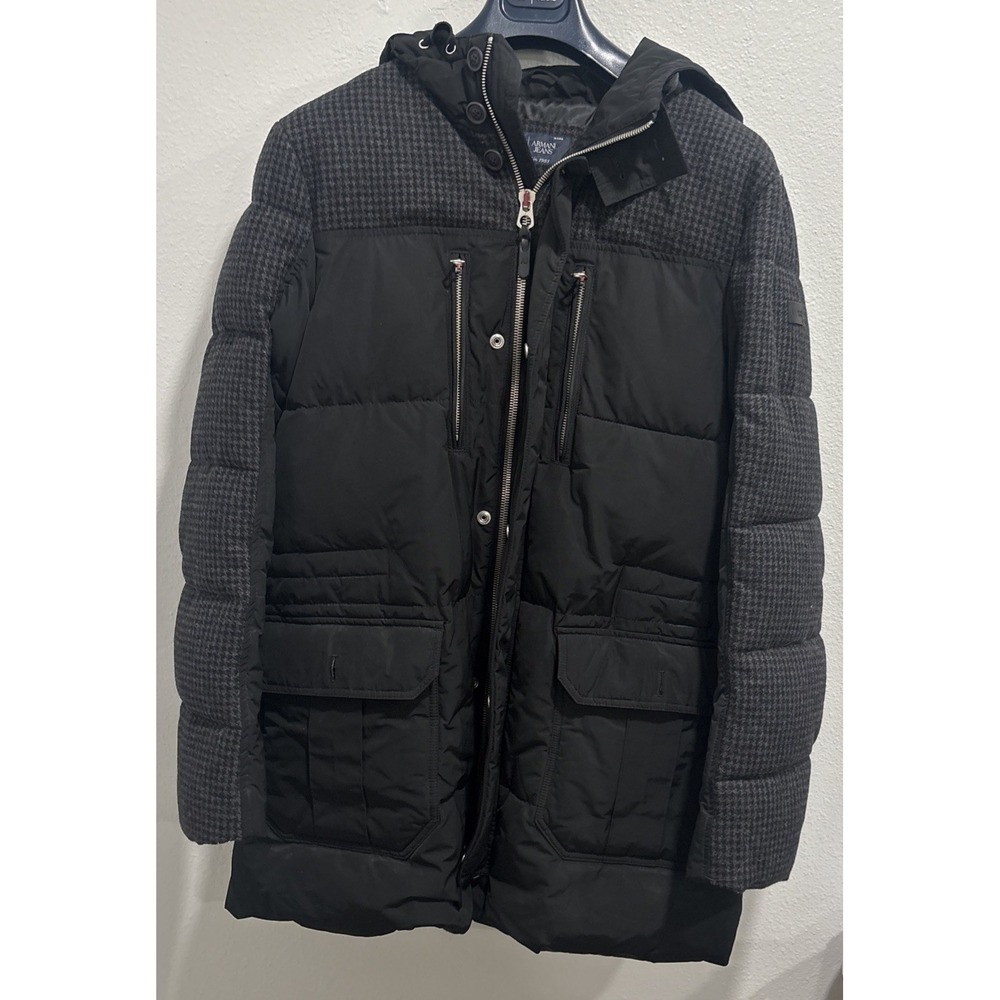 Armani Jeans AJ Quilted Puffer Jacket Black Men's Size M – Designer Winter Coat